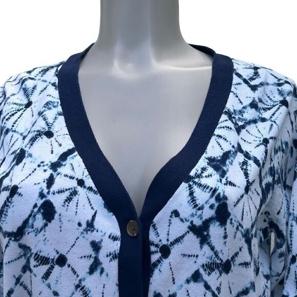 Thakoon X Target Shibori Cardigan Women's Large Blue & White Button Front Cotton - Picture 3 of 8